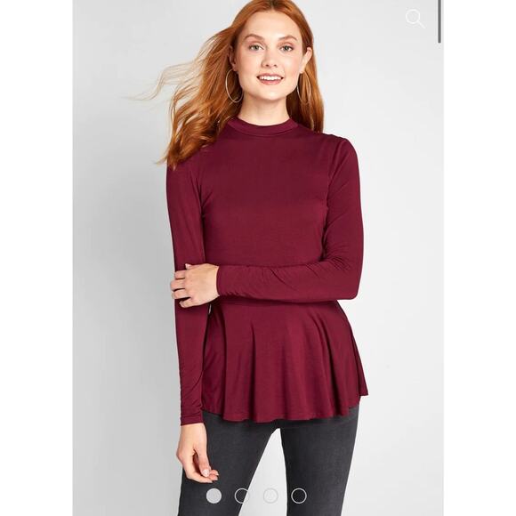 Modcloth Tops - ModCloth Red Peplum Shirt